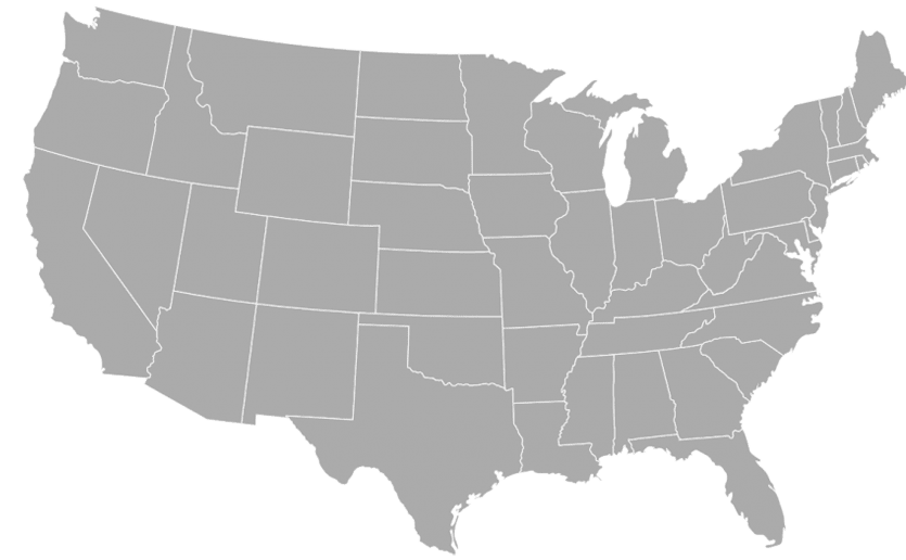 A grey map of the United States