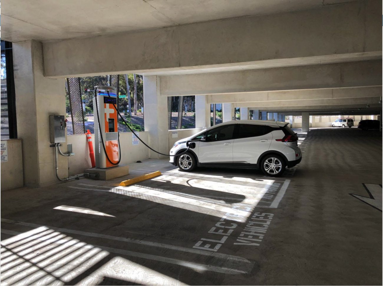 EV electric car at a charging station