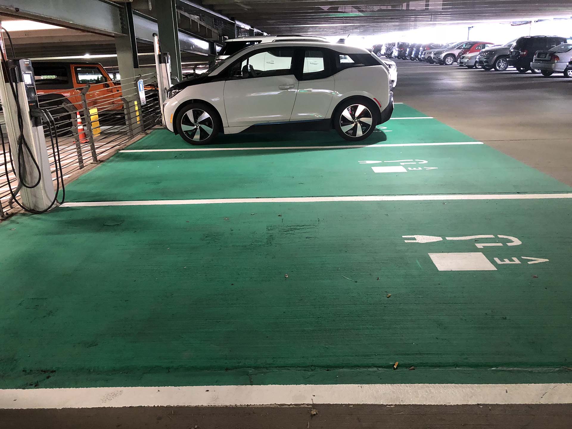 EV electric car at a charging station